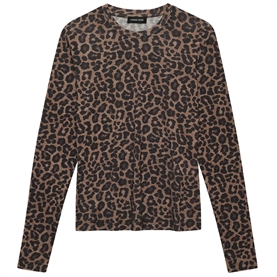 Anine Bing Sylvie Long Sleeve Bluse, Black & Brown Leopard 